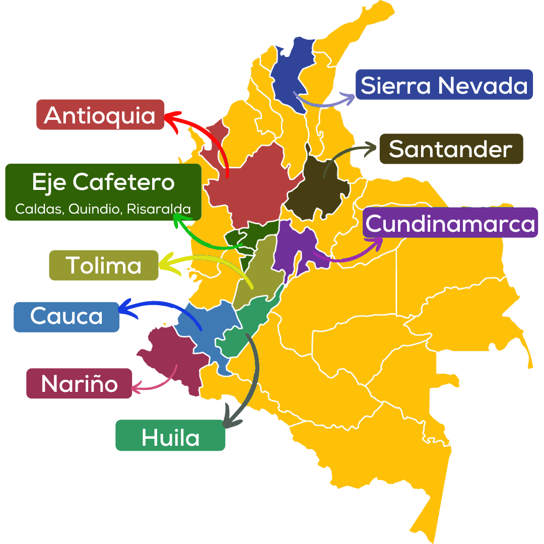 Mapa de la Colombia cafetera